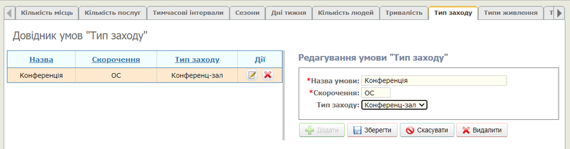 мал. 018 Умова «Тип заходу»